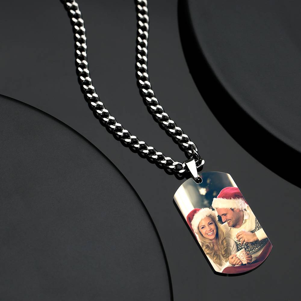 Naszyjnik Wojskowy Dog Tags ze Zdjęciem dla Mężczyzn