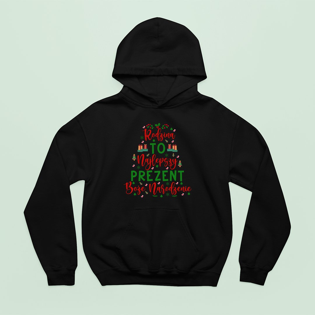 Bluza z kapturem Rodzina To Najlepszy Prezent Na Boże Narodzenie