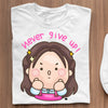 T Shirty Damskie Z Nadrukiem Never Give Up