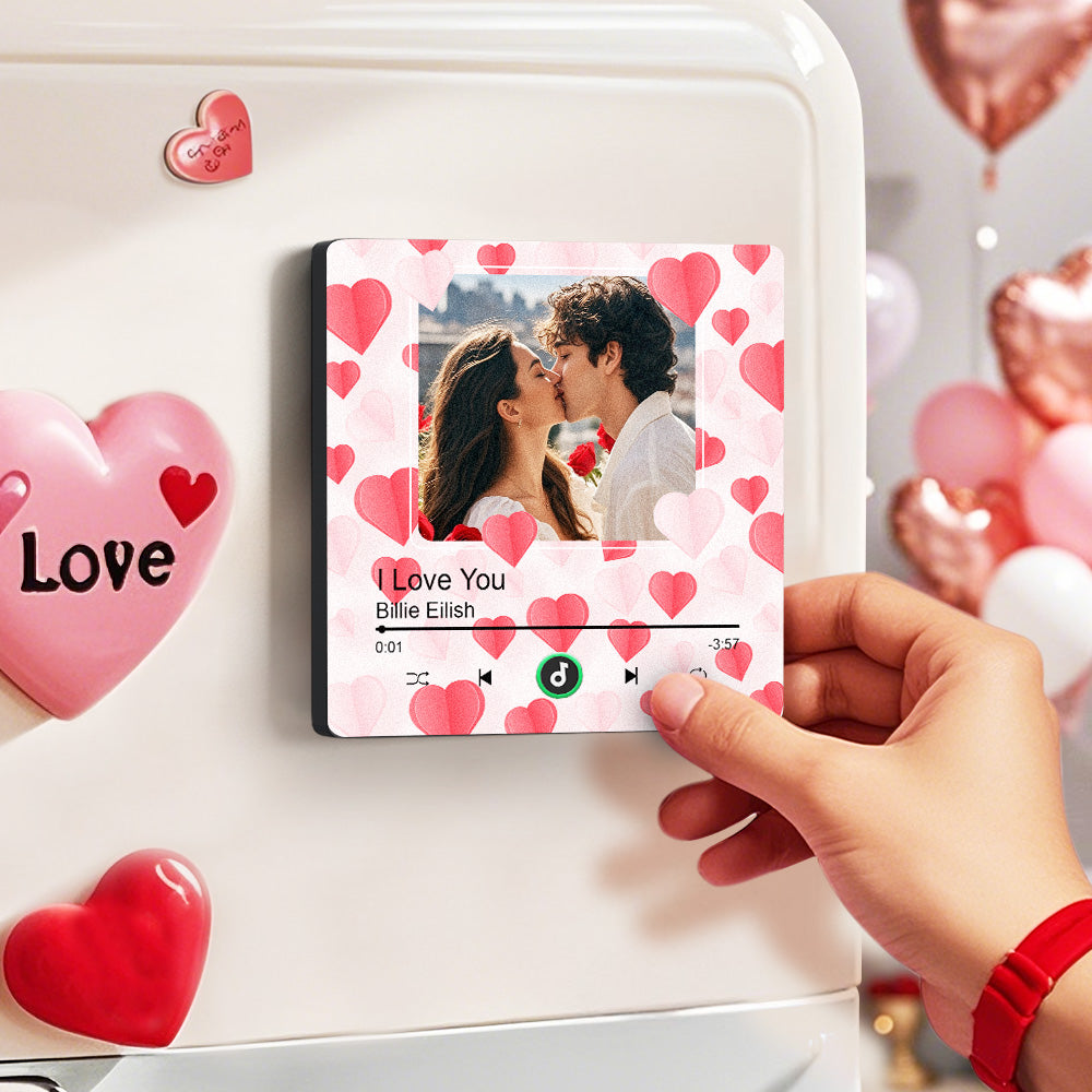 FridgeBeats Frameless Custom Photo with Hearts Music Fridge Magnet Sticker Special for Valentine's Day New 4.0 Upgrade