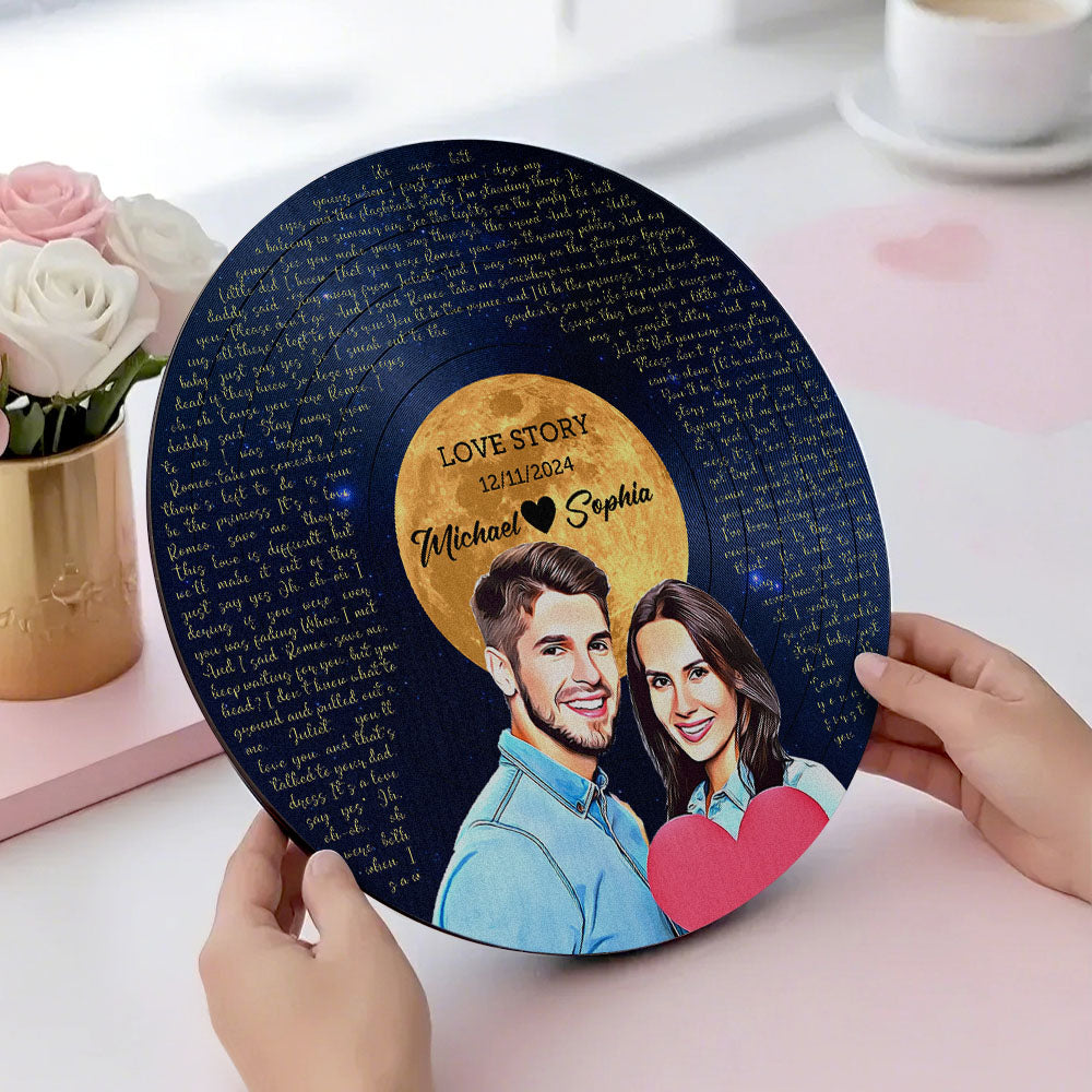 Personalizowany drewniany znak z tekstem piosenki na prezent dla ukochanej