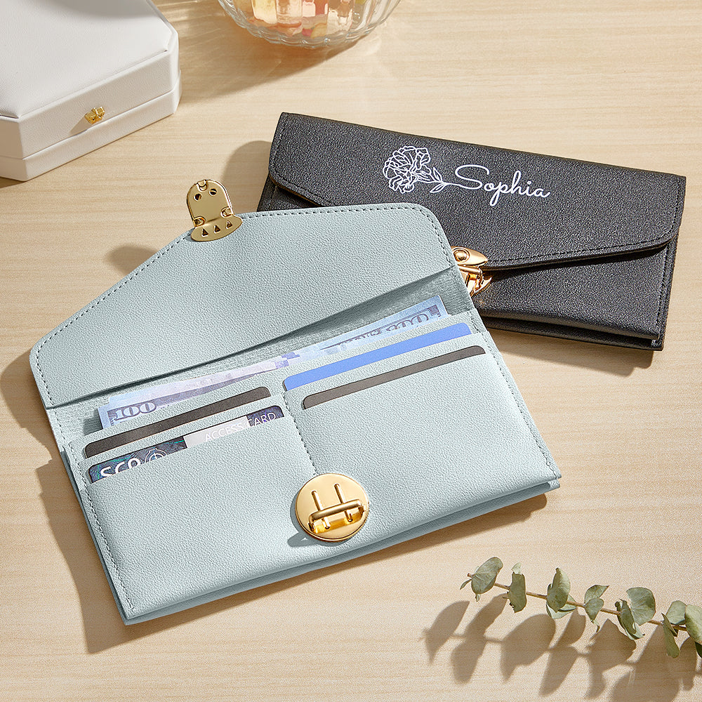 Portfel na Dzień Babci - prezent dla babci z imieniem i kwiatem urodzinowym