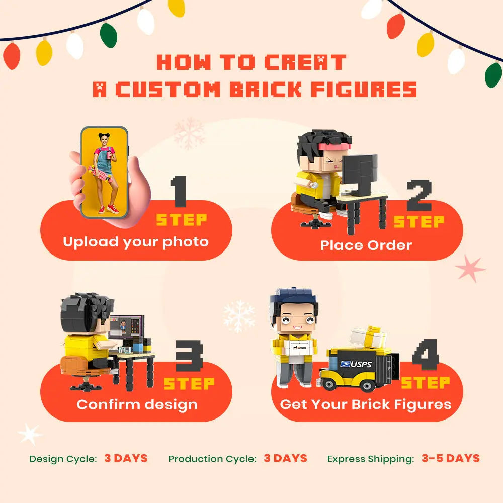 Fully Body Customizable French Bulldog 1 Dog Photo Custom Brick Figures Small Particle Block Brick Me Figures Customized French bulldog Only