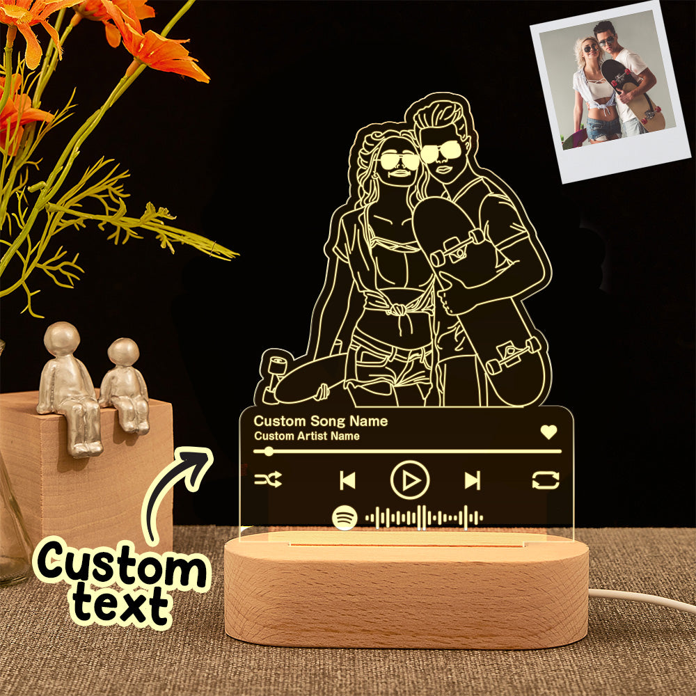 Personalizowana lampka nocna z muzyką i portretem dla zakochanych na prezent