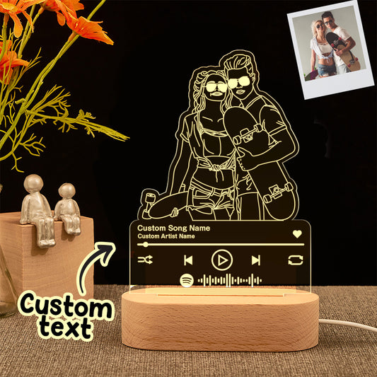 Personalizowana lampka nocna z muzyką i portretem dla zakochanych na prezent