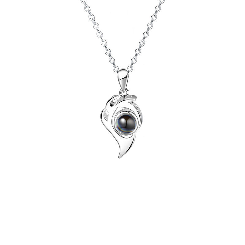 Custom Heart Couple Projection Necklace Magnetic Pendant S925 Silver