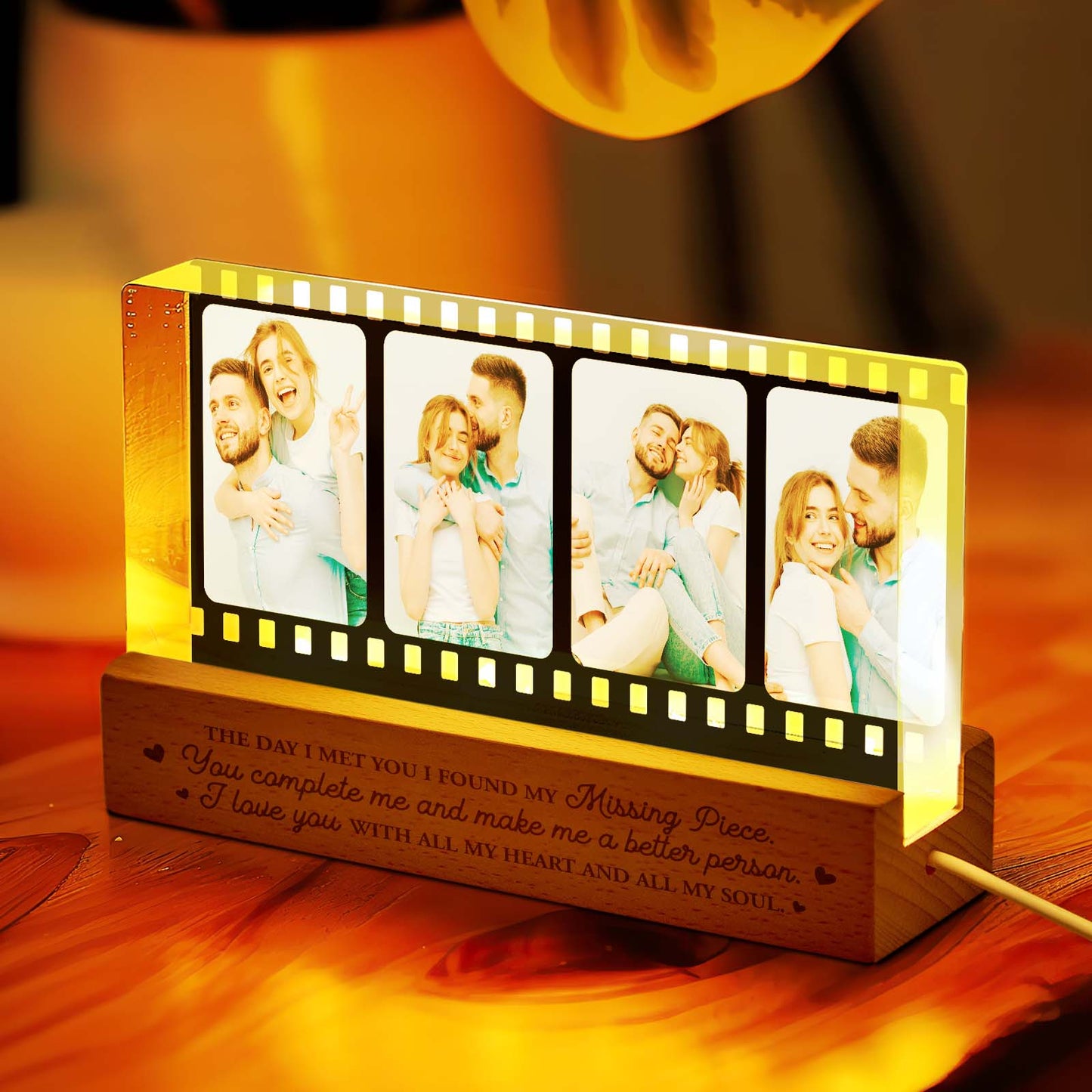 Personalizowana lampka nocna filmowa z zdjęciem dla zakochanych na prezent