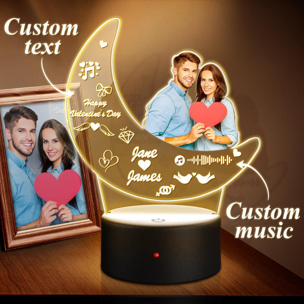 Personalizowana szklana lampka nocna z grawerem zdjęcia na prezent dla niej