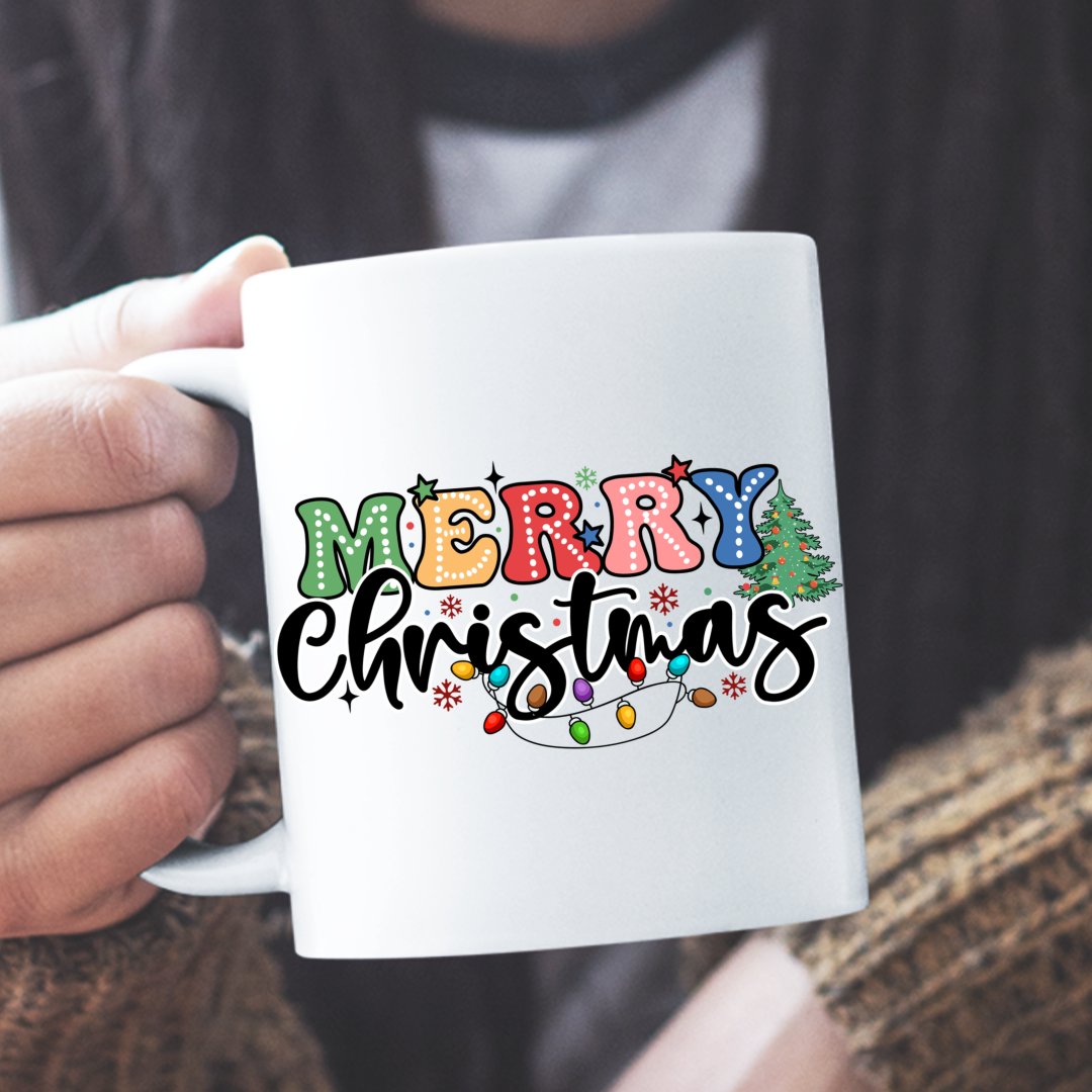 Kubek Merry Christmas Retro Christmas Doodle Dots