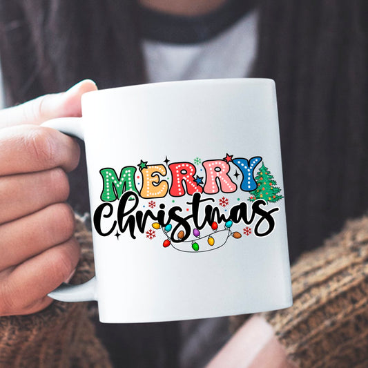 Kubek Merry Christmas Retro Christmas Doodle Dots