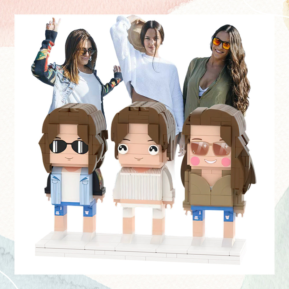 Gifts for Girlfriends Full Body Customizable 3 People Custom Brick Figures Small Particle Block