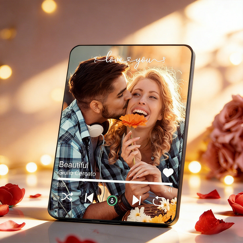 Personalizowana tablica muzyczna ze zdjęciem, prezent na Walentynki dla ukochanej