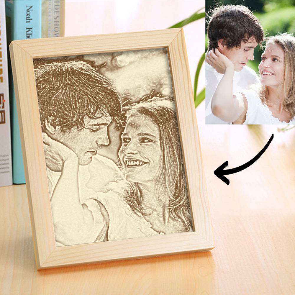 Personalizowana ramka ze zdjęciem w drewnie na prezent dla pary na rocznicę