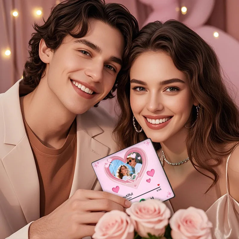 Personalizowany magnes na lodówkę z muzyką i zdjęciem, prezent na Walentynki dla pary