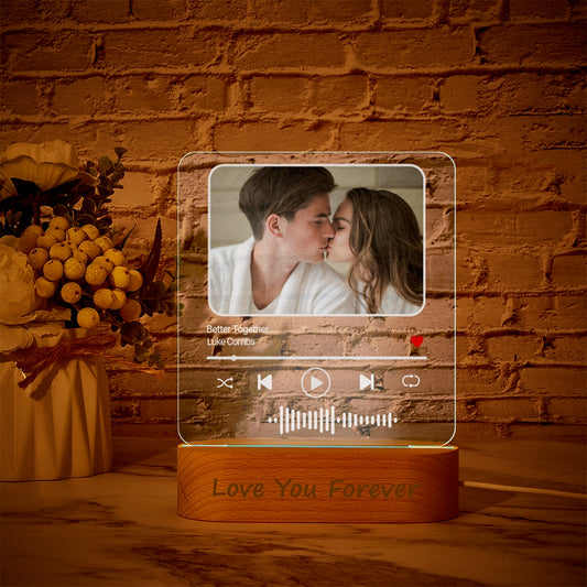 Personalizowana lampka nocna z kodem muzycznym, prezent na rocznicę