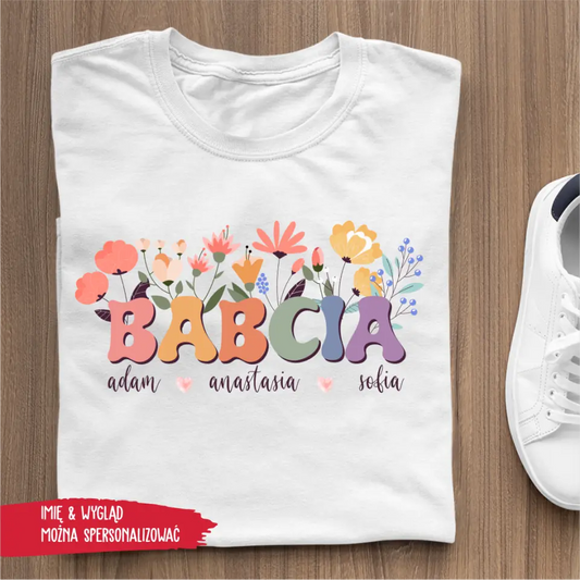 Babcia z kwiatami