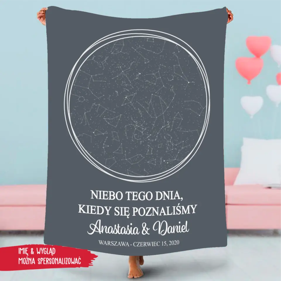 Prezent Na Dzień Chłopaka Koc Prezent - Niebo tego dnia, kiedy się poznaliśmy