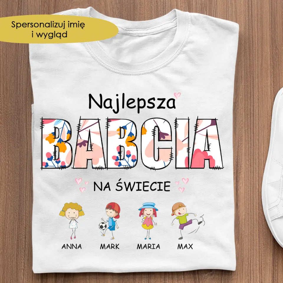 Najlepsza babcia na świecie z imionami dzieci