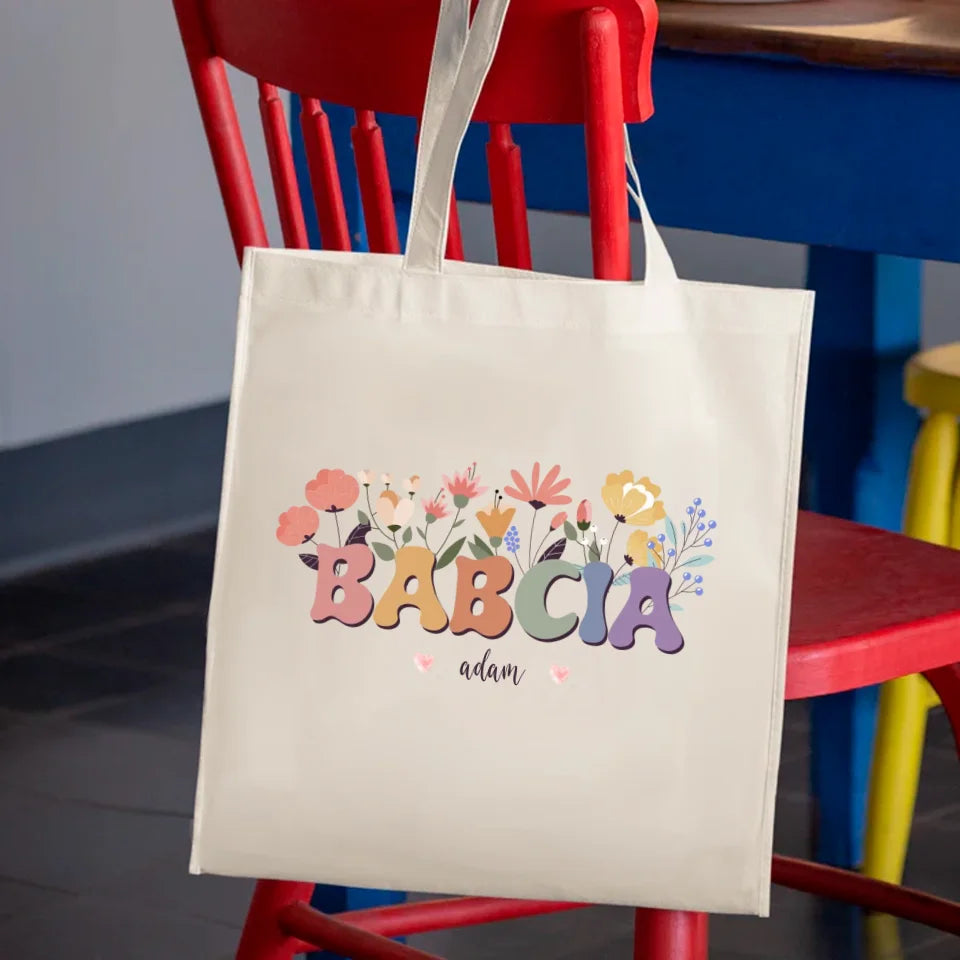 Babcia z kwiatami
