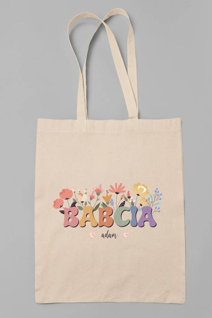 Babcia z kwiatami