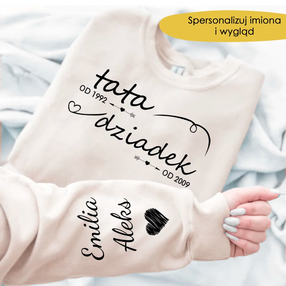 Prezent Dzień Dziadka Bluza Z Personalizowanym Rękawem Tajemnica Imion