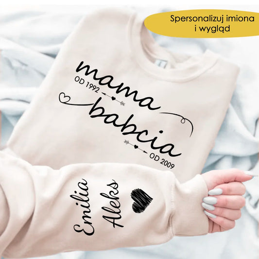 Upominek Na Dzień Babci I Dziadka Bluza Z Personalizowanym Rękawem Magiczne Imiona