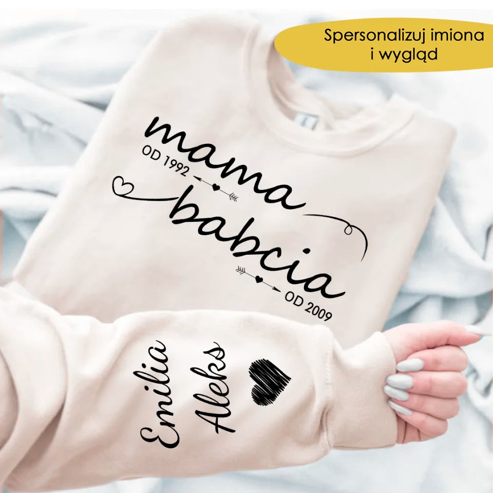 Upominek Na Dzień Babci I Dziadka Bluza Z Personalizowanym Rękawem Magiczne Imiona