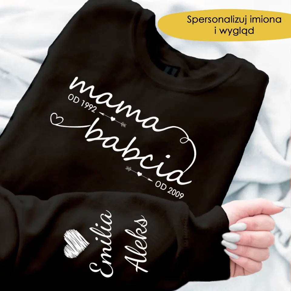 Upominki Na Dzien Babci Bluza Z Personalizowanym Rękawem Od Serca Do Serca