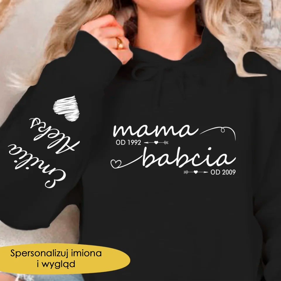 Prezent Na Dzień Babci Bluza Z kapturem Z Personalizowanym Rękawem Szeptane Emocje