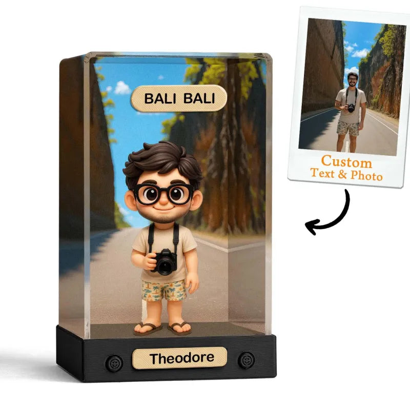 Custom 3D Mini Figure From Your Photo Personalized Background Toy Figure with Acrylic Box Decoration Gifts For Him/Her