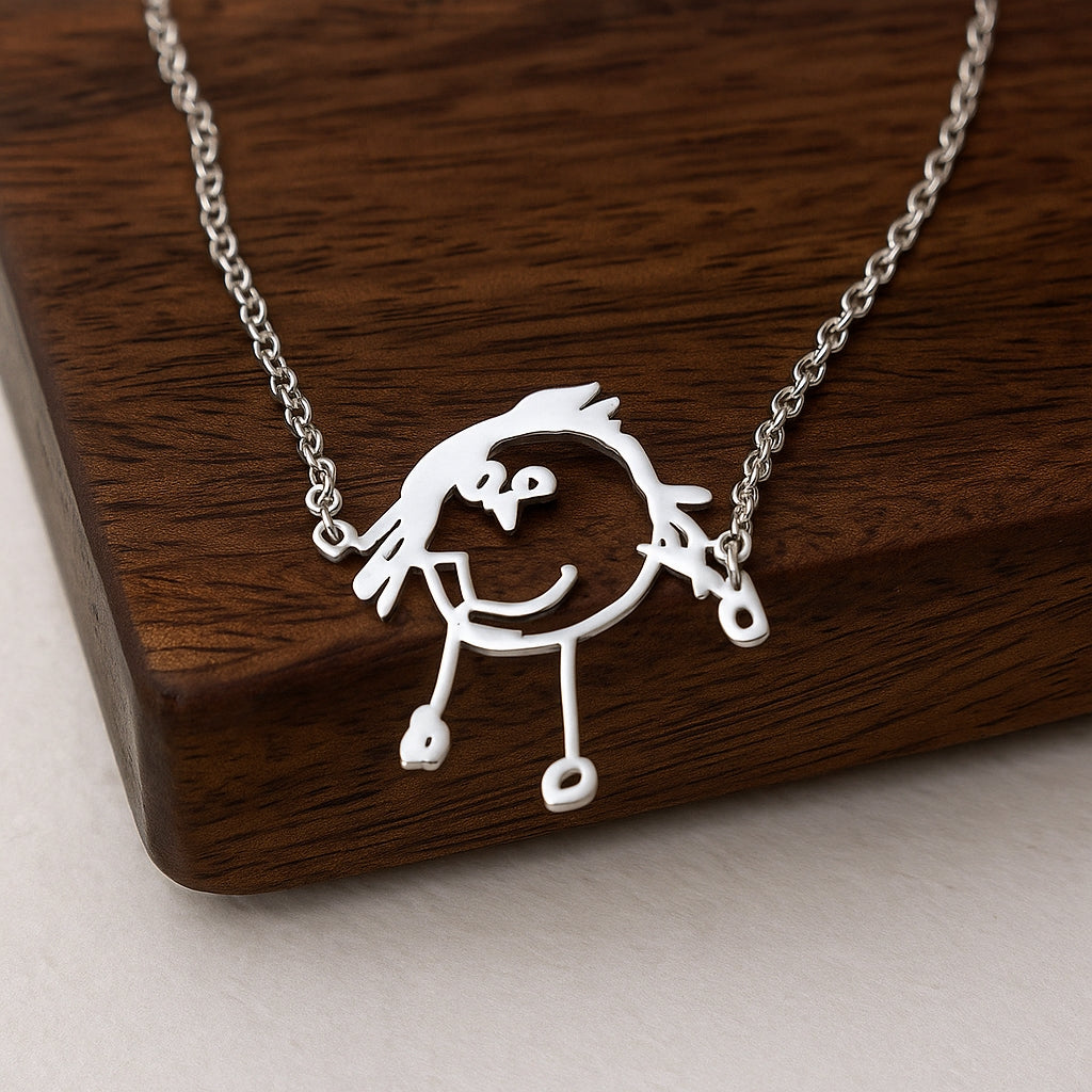 Personalized Line Art Necklace – Custom Pendant Made from Your Drawing