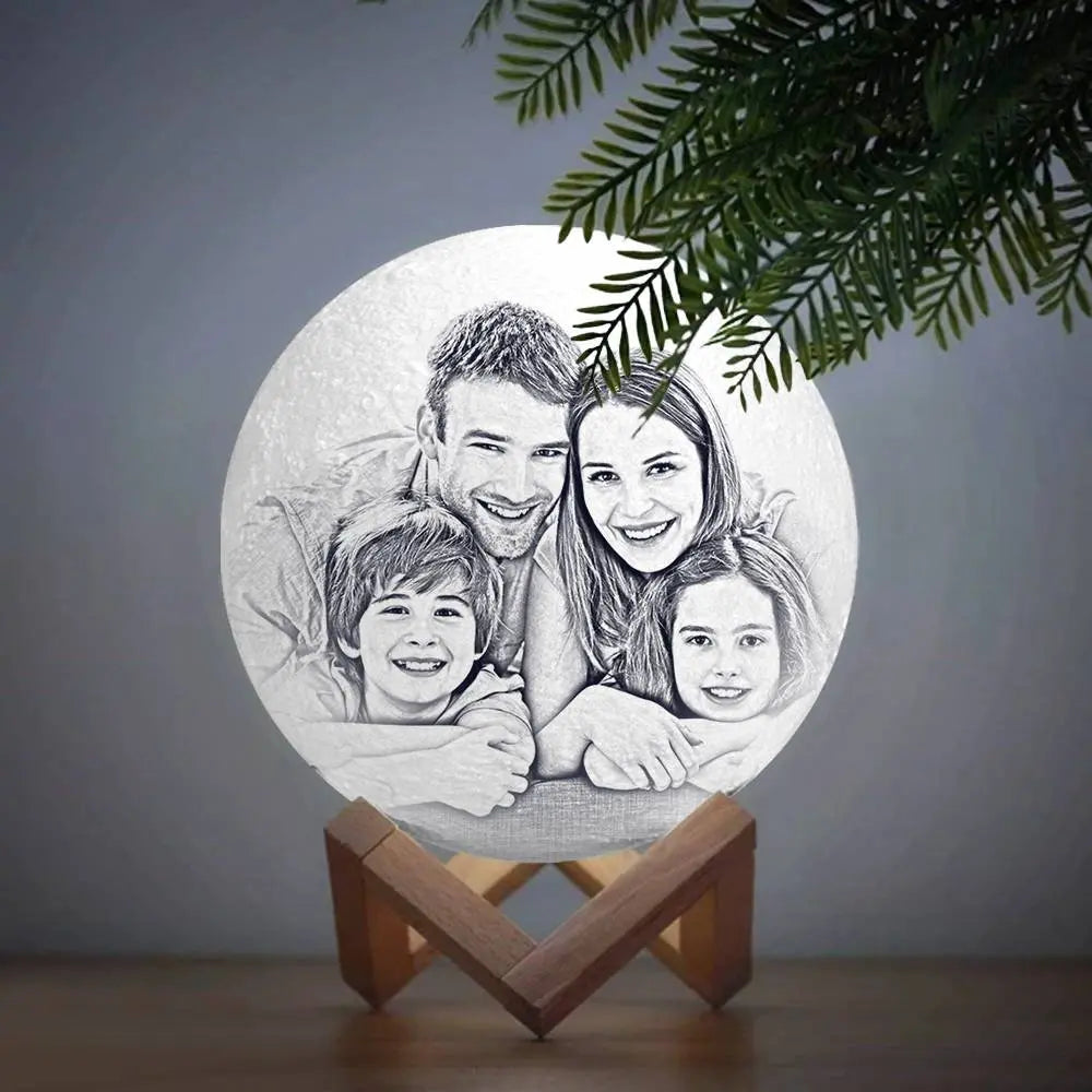 Personalizowana lampa księżycowa 3D z zdjęciem - idealny prezent na Święta