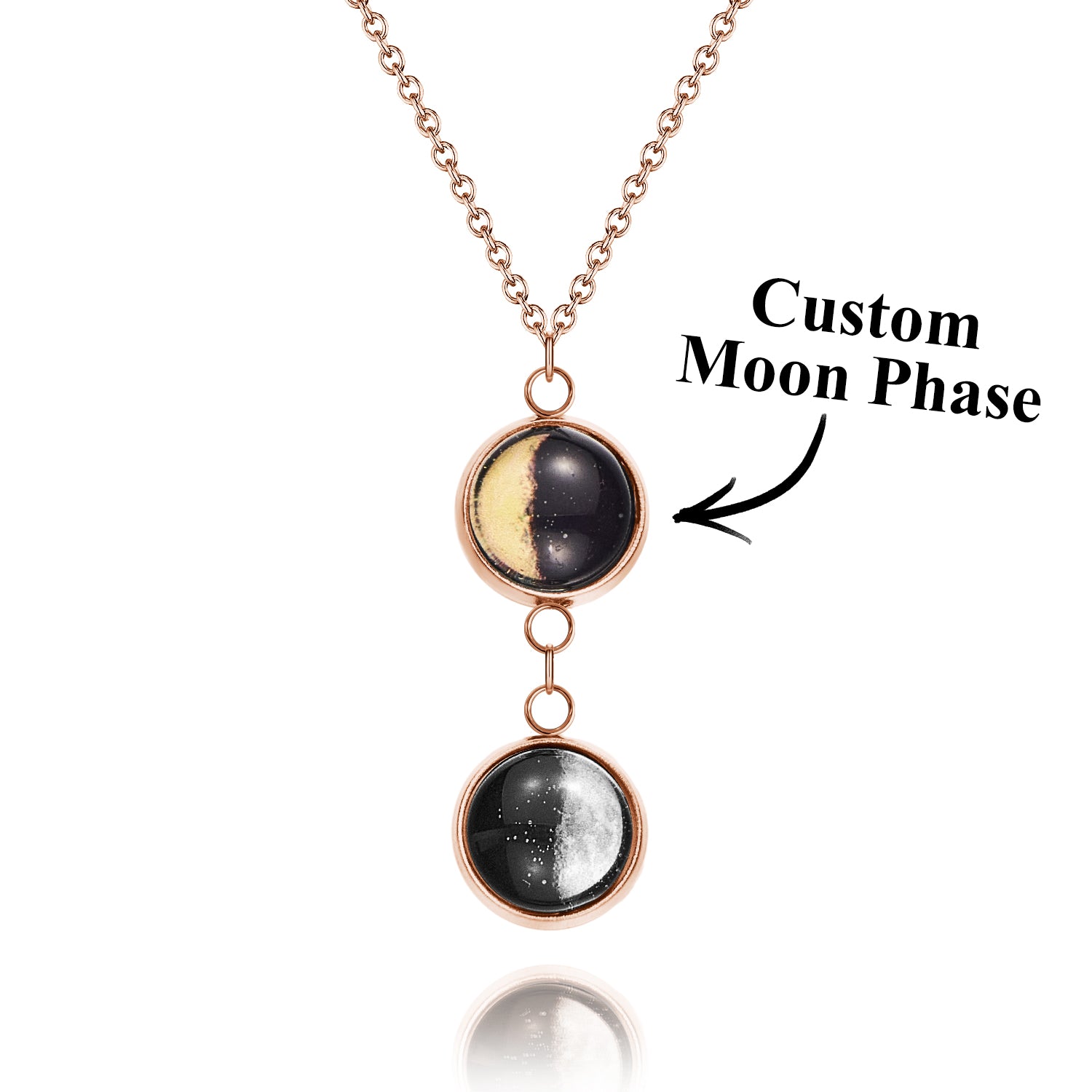 Custom Double Moon Phase Necklace Luminous Necklace Gift for Her