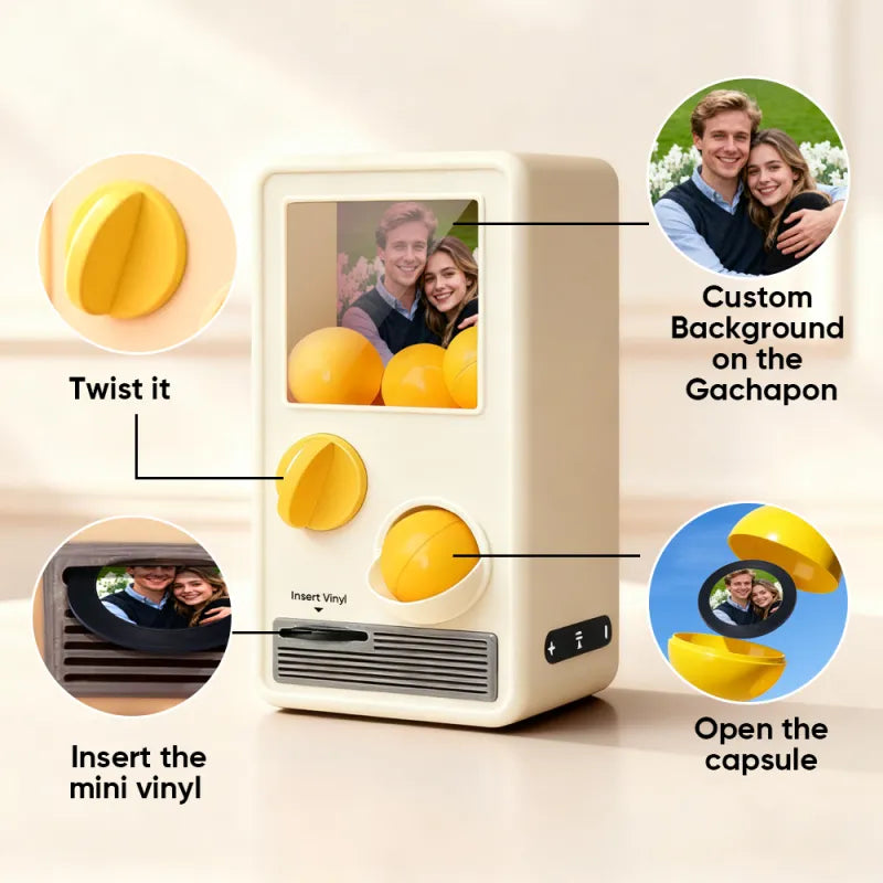 Personalized Music and Photo Music Gachapon Machine Custom Song Mini Record Box Anniversary Gift Christmas Gifts