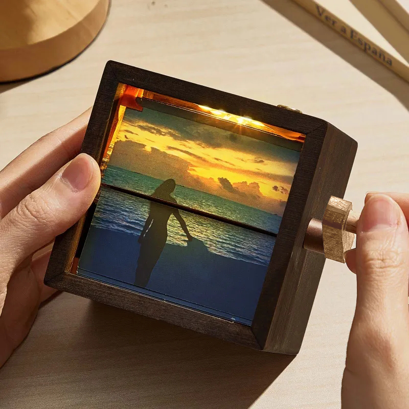Personalizowany Flipbook z Ramką na Zdjęcia Ręcznie Napędzany Zestaw Albumu ze Światłem z Wymiennymi Zdjęciami