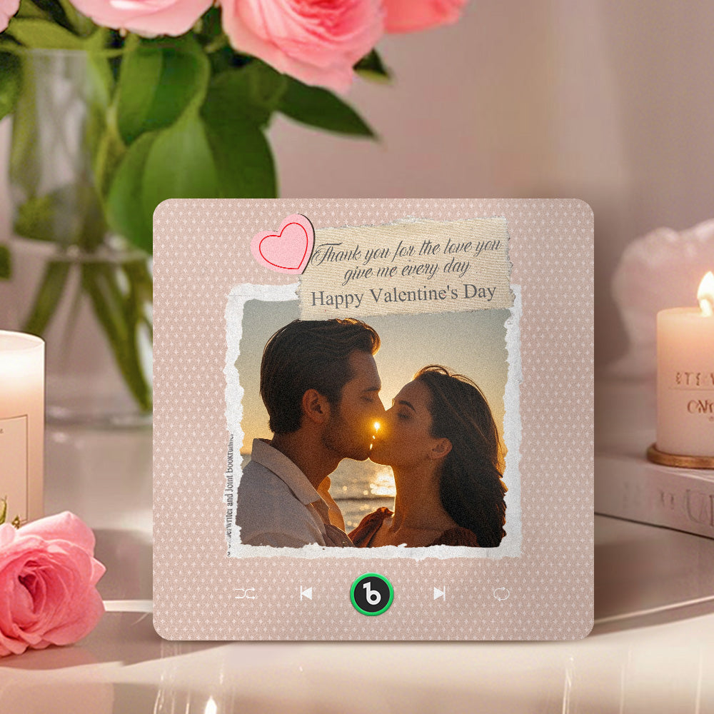 FridgeBeats Frameless Custom Photo Text with Heart Music Fridge Magnet Sticker Special for Valentine's Day New 4.0 Upgrade