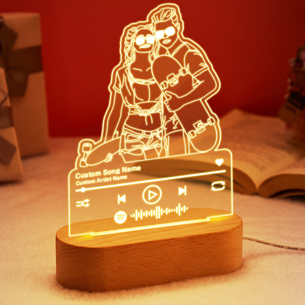 Personalizowana lampka nocna z muzyką i portretem dla zakochanych na prezent