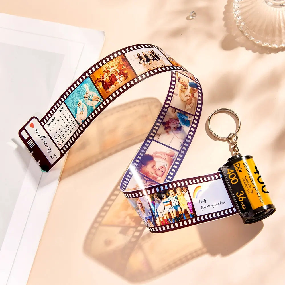 Personalizowany brelok z rolką filmową na prezent dla bliskich na urodziny i rocznice