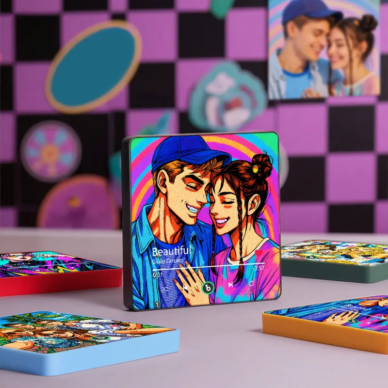 FridgeBeats Framed 4.0 Custom Anime-style Music Fridge Magnet and Photo with Colorful Frame Music Wall Photo Sticker Music Movement