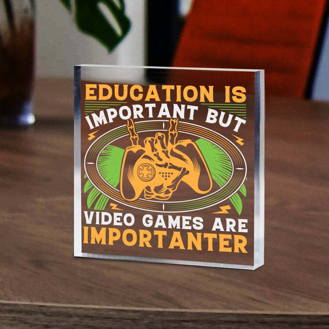 Prezent Dla Gracza Do 200 Zł Szkło kwadratowe Education is important but video games are importanter