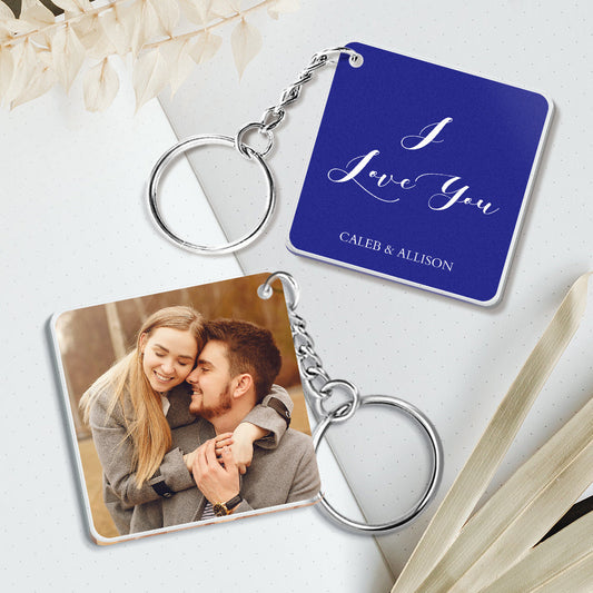 Personalizowany brelok ze zdjęciem i własnym tekstem dwustronny – 5 kolorów