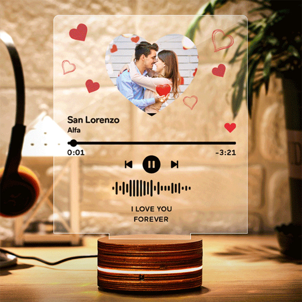 Personalizowana szklana płyta muzyczna z podświetleniem na prezent dla niej