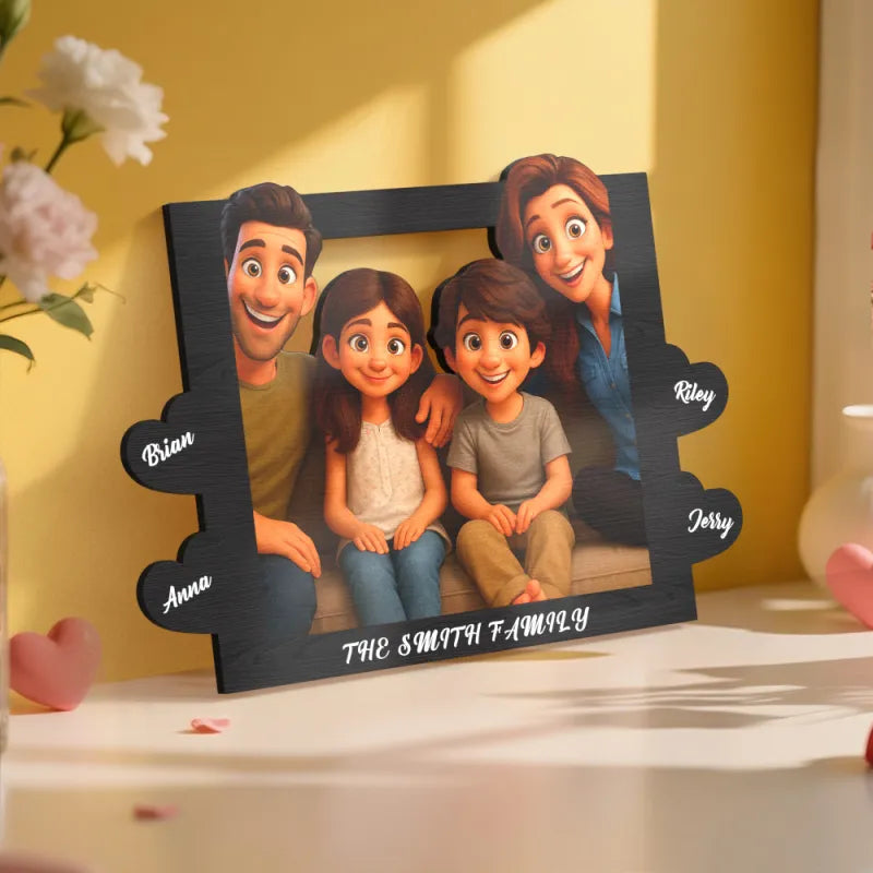 Personalized Cartoon Style Heart-Shaped Name Photo Frame Best Anniversary Birthday Family Holiday Gift
