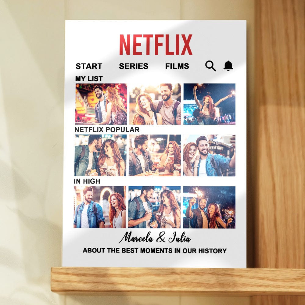 Personalizowana tablica z filmem NETFLIX na prezent rocznicowy do domu