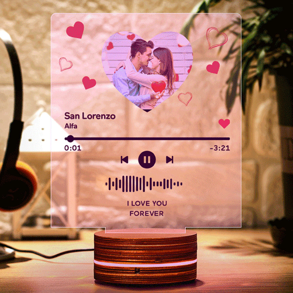 Personalizowana szklana płyta muzyczna z podświetleniem na prezent dla niej