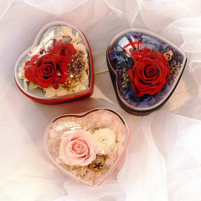 Personalized Rose Jewelry Heart Box With Projection Necklace Valentine's Day Gift