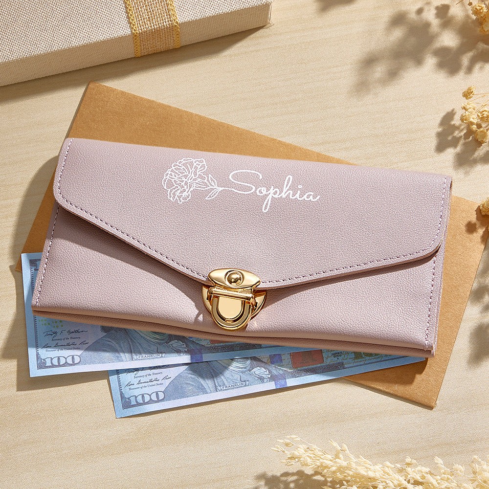 Portfel na Dzień Babci - prezent dla babci z imieniem i kwiatem urodzinowym