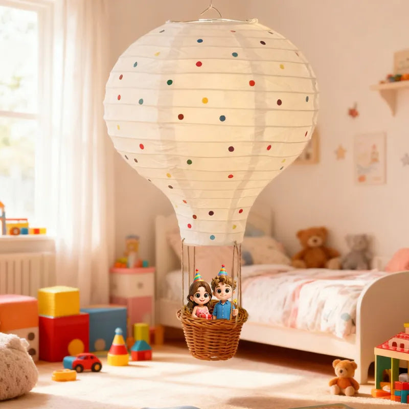 Custom Cute 3D Mini Figure Hot Air Balloon Night Light Room Desk Figurine Based on Your Picture Birthday Gift Christmas Gift
