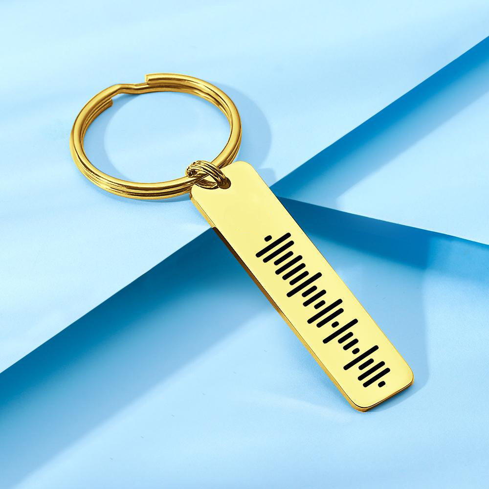 Single Side Engraved Stainless Steel Scannable Code Music Keychain