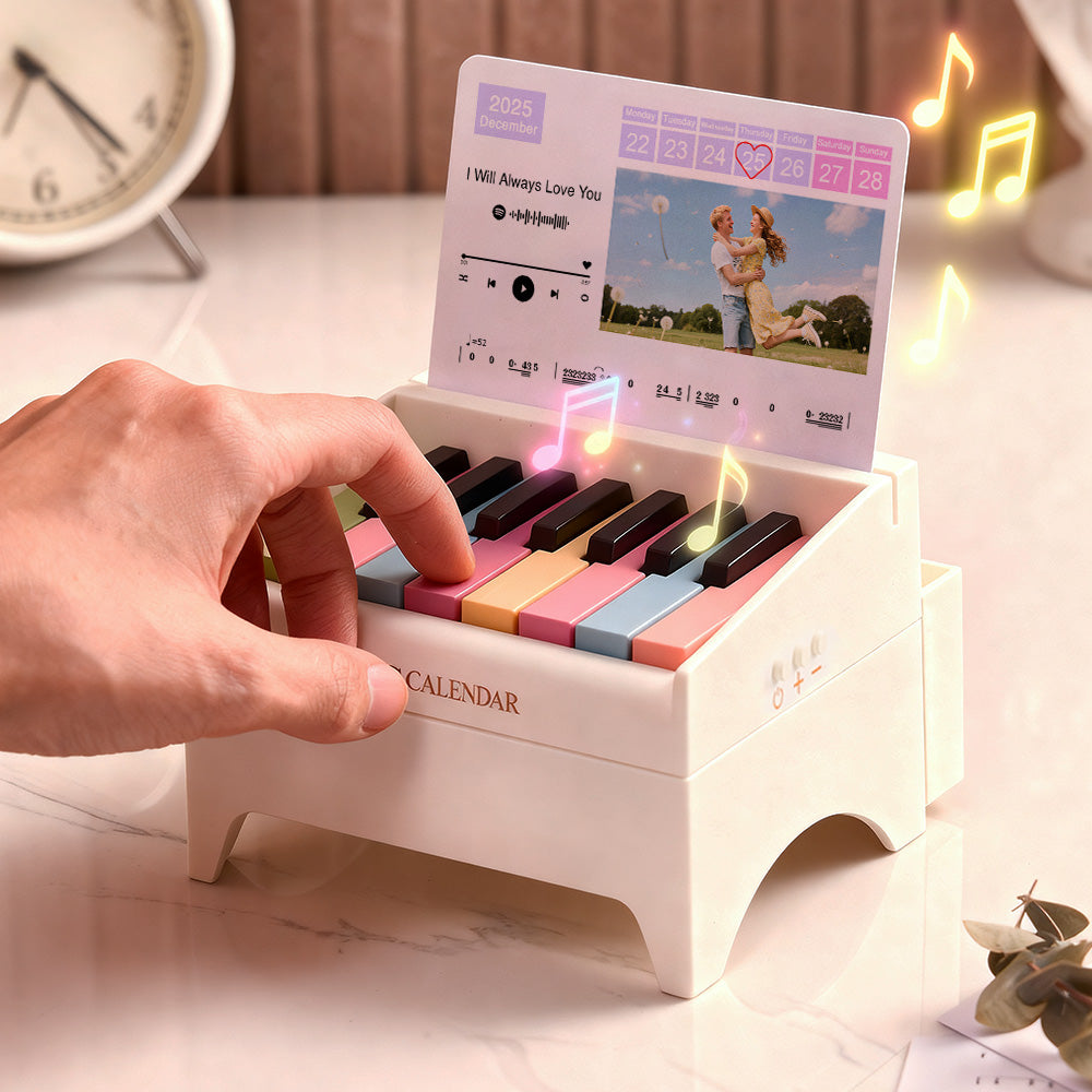 Custom Photo & Date Personalized Playable Piano Bluetooth Speaker – Birthday & Christmas Gift for Piano Lovers